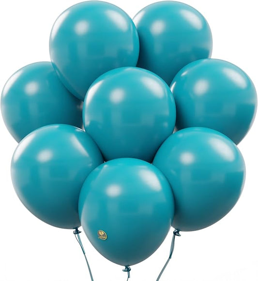 AFTERLOON® Biodegradable Balloons Teal Blue 12 Inch 100 Pack, Matte Color Thickened Extra Strong Latex Helium Float, for Baby Shower Gender Reveal Garland Arch Wedding Birthday Party Decorations