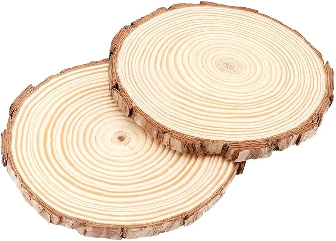 100PCS 3.5-4 Inch Natural Wood Slices, Unfinished Wood Slices 0.4 Inch Thick Wood Rounds Wood Coaster for Crafts, Painting, Ornaments