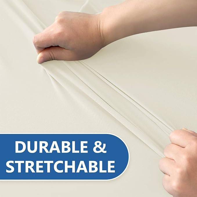 Spandex Table Cloths for 6 Foot Rectangle Tables-6 Pack Fitted Stretch Cream Table Covers-Elastic Folding Tablecloths for Party, Vendor Booth Display, Banquet Buffet Event, Craft Trade Show
