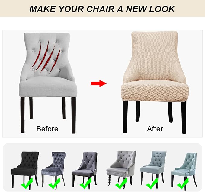 Lellen Stretch Wingback Chair Cover Slipcover - Reusable Wingback Side Chair Slipcover,Accent Chair Covers,Arm Protector Seat Cover,Wing Chair Covers for Dining Living Room Home（Taupe，2PCS）