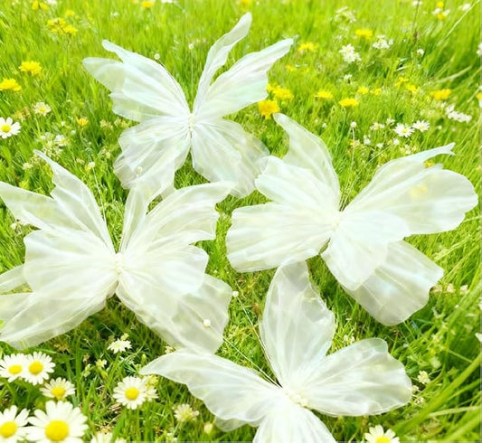 4 PCS Giant Artificial Butterfly Party Decorations 19.6inch 3D Silk Butterfly Hanging Wall Decorations for Baby Shower Decor Girls Women Birthday Party Wedding Homes Supplies (White（4PCS）)