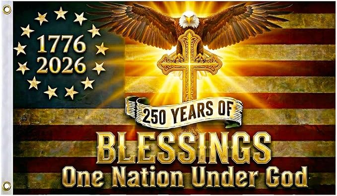250 Anniversary USA Flag, Double Sided 3-Ply 3x5 FT Patriotic 1776-2026 USA Flag, Outdoor Banner, One Nation Under God, 250th Anniversary Celebration Decor for 4th of July Decorations (Black)