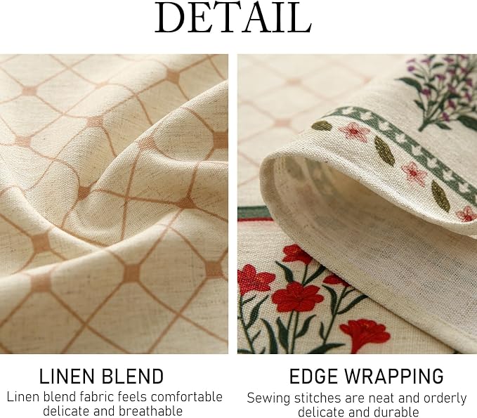 ISAENNE Designer French Linen Rectangular Tablecloth,94"x63"-Bertina E | Elegant French Table Cloth for Rectangle Table,Colorful Floral Pattern,Dining Room,Tea Party,Kitchen,Thanksgiving,Decor