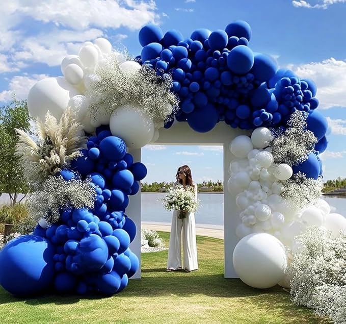 White Balloon Arch Garland Kit Double Stuffed White Balloons Different Sizes Latex for Birthday Baby Shower Wedding Bridal Shower Valentine's Day Engagement Anniversary Party Decorations