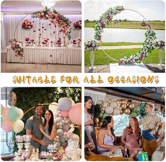 Round Backdrop Stand Circle Arch, 6.5ft White Metal Balloon Arch Kit for Party Decoration Wedding Arch Flower Ring Stand