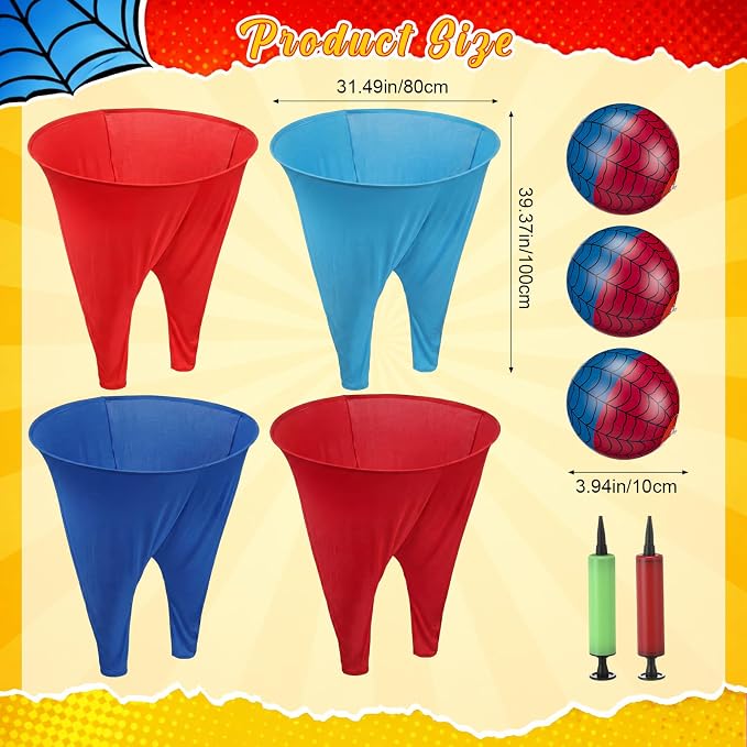 26 Pcs Granny Pants Outdoor Game Set, 4 Giant Pants with 20 Bouncy Balls & 2 Pumps Yard Funny Toss Relay Backyard Game for Adults Family Beach Party Favor