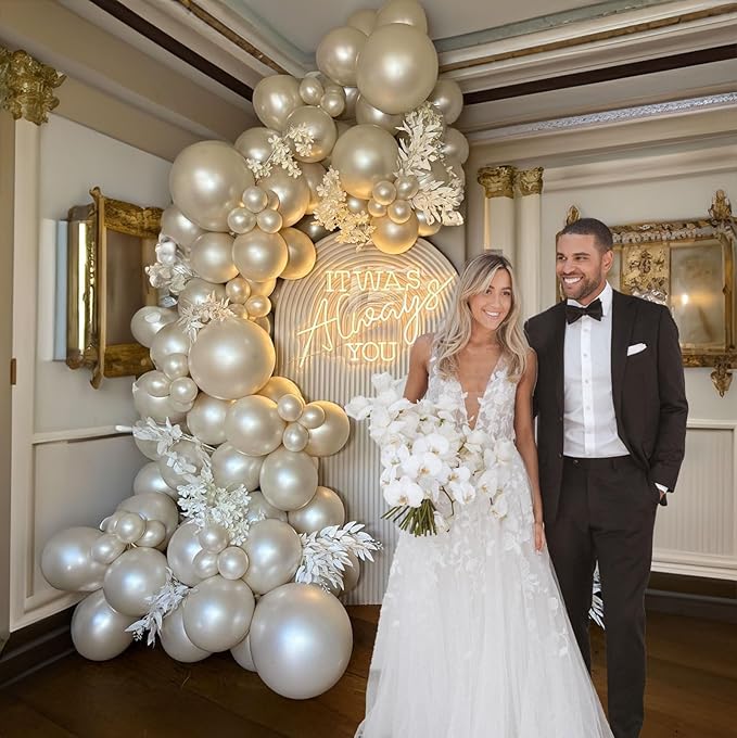 Kozee Pearl White Double-Stuffed Balloons different sizes 63pcs18/10/5 inch 2layer pearl white sand balloon Garland kit For bridge to be Wedding women Birthday baby shower anniversary decorations