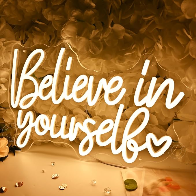 SYLHOME Led Neon Light Sign Believe In Yourself Bedroom Classroom Inspirational Wall Sign Decor Positive Birthday Party USB 15.75" X 10.12"