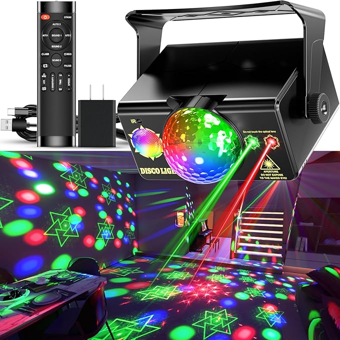 Disco Ball Party Lights Dj Disco Light Sound Activated Strobe Stage Light for Parties Indoor Dance Birthday Gift Bar Club Wedding Rave Home Room Karaoke New Years Eve Halloween Christmas Decorations