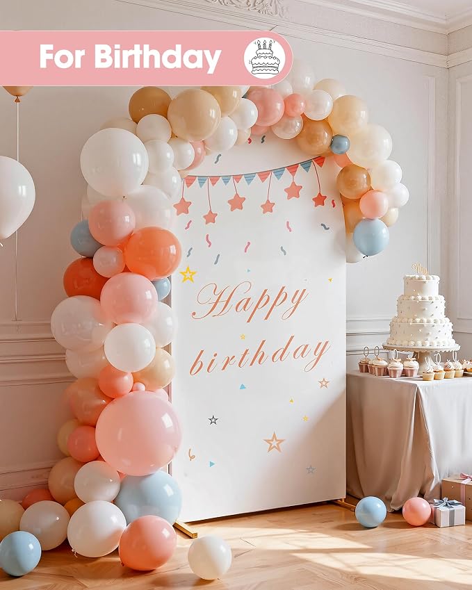 Pureegg Arch Backdrop Stand and Cover Set - 6.6FT Gold Metal Frame with White Fabric Cover, Easy-to-Assemble Wedding Arch Stand for Parties and Celebrations