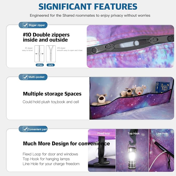 Bed Tent,Portable Privacy Sleeping Bed Canopy,Blackout 90% Drapes for Kids and Adult,Indoor Space Tent with Breathable Large Mesh Windows