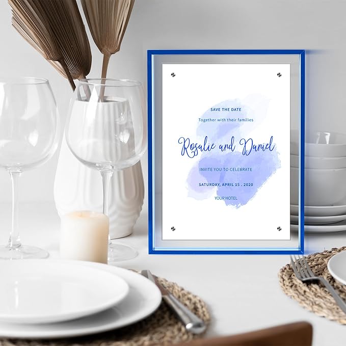 TWING 5x7 Picture Frame, Acrylic Photo Frame Self Standing Magnetic Color Floating Picture Frame Use as 5x7, 5x5, 4x6 - Horizontal and Vertical Formats for Wall and Tabletop Display, Blue, 1 Pack