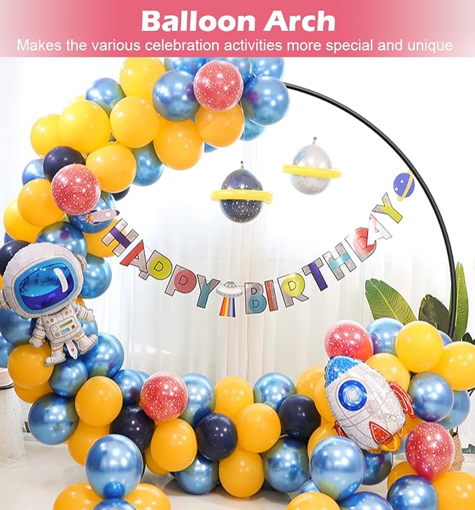 Queension Large Wedding Arch for Ceremony 7 Ft, Metal Balloon Arches Backdrop Stand with Metal Base for Party Supplies, Outdoor Garden Trellis with Water Bag for Climbing Plant, Round Frame, Black