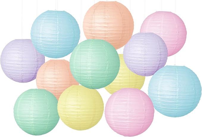 Macaron Paper Lantern Decoration 12PCS 10 Inch Hanging For Classroom Baby Shower decoration Wedding Valentine's Day Graduation Anniversary Picnic Gathering Christmas Bridal Home Decor Party Decoration