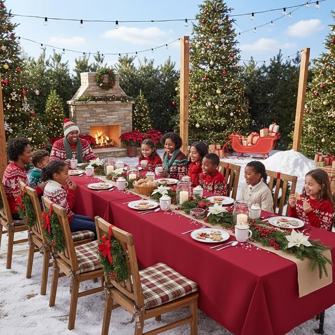 sancua Red Tablecloths for 6 Foot Rectangle Tables, 8 Pack - Washable Polyester Fabric Table Cloth for Wedding Christmas Party, Birthday, Banquet Reception, 54x108 Inch