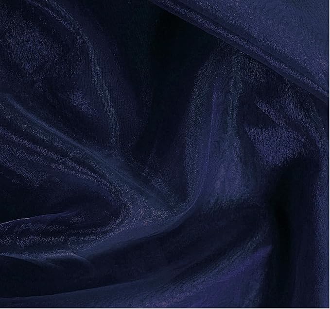 MDS Pack of 35 Yard Sheer Organza Fabric for Wedding Party Home Event Banquet Decorations, Backdrop Curtain Craft Dress Sewing Fashion DIY Crystal Organza Tulle Fabric Bolt 44” Wide - Navy Blue