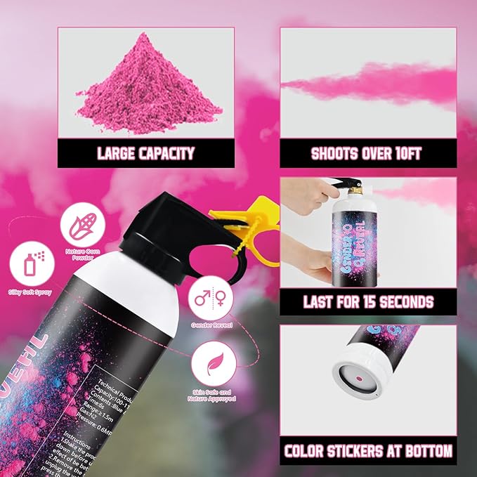 Gender Reveal Fire Extinguisher Pink or Blue 2Pack Large Gender Extinguishers Smoke Powder for Boy or Girl Baby Gender Reveal Ideas Biodegradable Color Powder Smoke for Gender Reveal Party