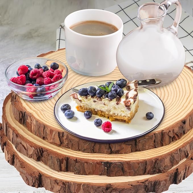 8 PCS 7-8 Inch Natural Wood Slices, Unfinished Pine Wood Circles with Barks for Coasters, DIY Crafts, Christmas Rustic Wedding Ornaments and Centerpieces by GNIEMCKIN