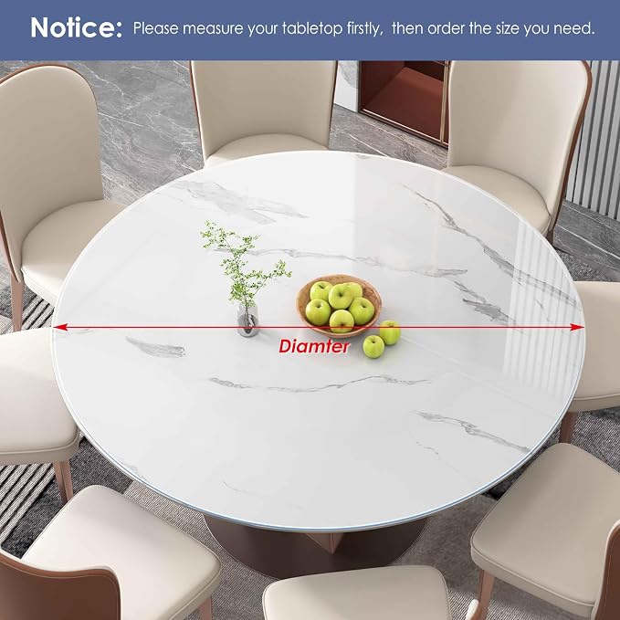 Vicwe Clear Round Table Protector 36 Inch,1.5mm Clear Round Table Cover Protector, Round Plastic Table Cover, PVC Round Table Pad for Coffee Table, Dining Room Table