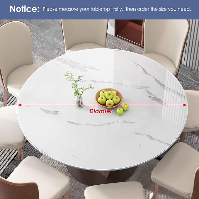 Vicwe Clear Round Table Protector 48 Inch,1.5mm Clear Round Table Cover Protector, Round Plastic Table Cover, PVC Round Table Pad for Coffee Table, Dining Room Table