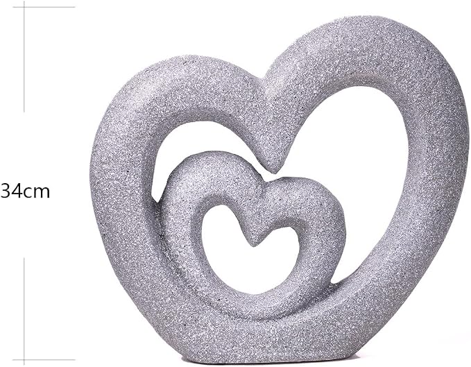 HAUCOZE Modern Home Decor Heart Figurine Sculpture Lover Statue Table Centerpiece Gift for Living Room Desktop Polyresin 13.4 Inch