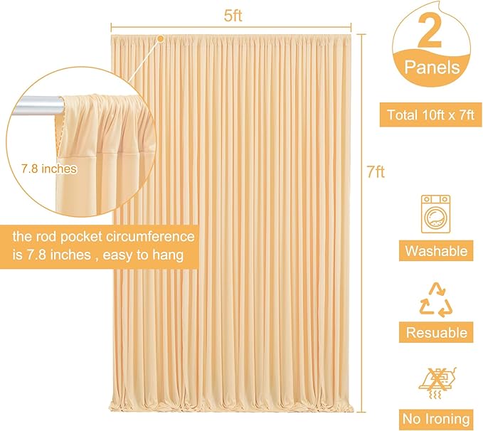 Dark Champagne Backdrop Curtain for Parties Wedding Baby Shower Wrinkle Free Photo Curtains Backdrop Drapes Fabric Decoration for Bridal Shower 5ft x 7ft,2 Panels