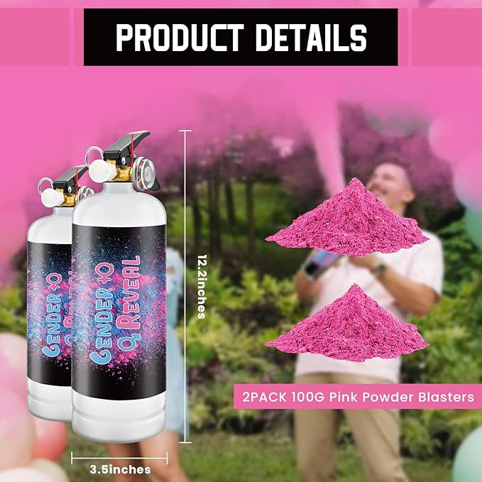 Gender Reveal Fire Extinguisher Pink or Blue 2Pack Large Gender Extinguishers Smoke Powder for Boy or Girl Baby Gender Reveal Ideas Biodegradable Color Powder Smoke for Gender Reveal Party