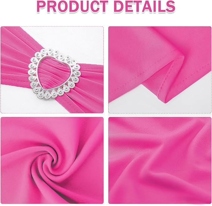 Howhic Pack of 60 Spandex Chair Sashes Bows Stretch Chair Cover Band with Buckle Slider Universal Elastic Chair Ties for Wedding Banquet Party Event Decoration (Fuchsia)