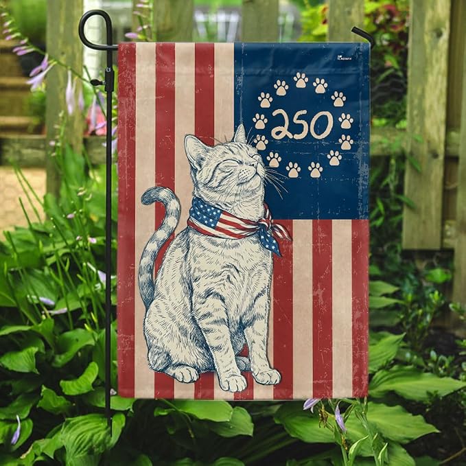 American Flag-Flagwix Patriotic Cat Garden Flag - 250th Anniversary Paw Prints Betsy Ross Flag Decor, 3x5 ft. Flag-USA Premium Polyester