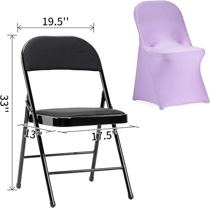 Peomeise Stretch Spandex Folding Chair Cover for Wedding Party Dining Banquet Event (Lavender,25pcs)