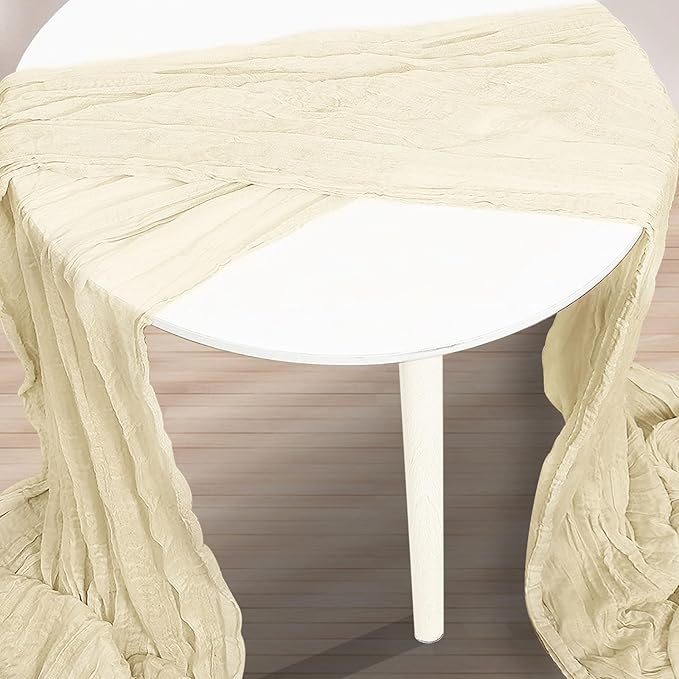 6 Pack Beige Cheesecloth Table Runner 35x120 Inch 10Ft Rustic Gauze Cheese Cloth Table Runner Sheer Cheesecloth Table Runners for Wedding Party Bridal Shower Decoration