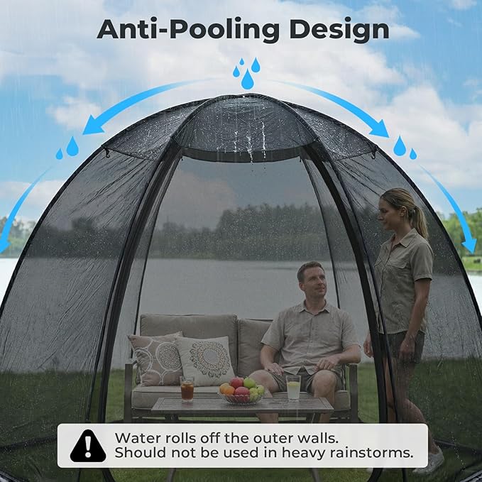 Alvantor® Pop Up Screen House Tent 10x10 FT, Snap-fit Black Mesh Screen Gazebo with Peaked Roof, Portable Screen Room Canopy Shelter with Sandbags for Camping, Backyard, Picnic