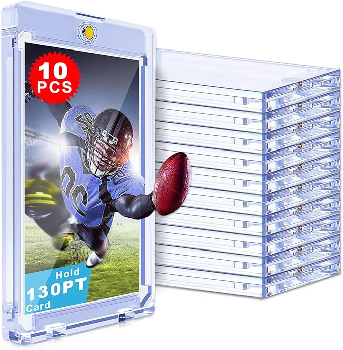 130pt Magnetic Card Holder: 40ct One Touch Card Holders for Trading Cards, 130 pt U-V Protection Magnetic Card Case for Sports Game Cards, Football, Baseball