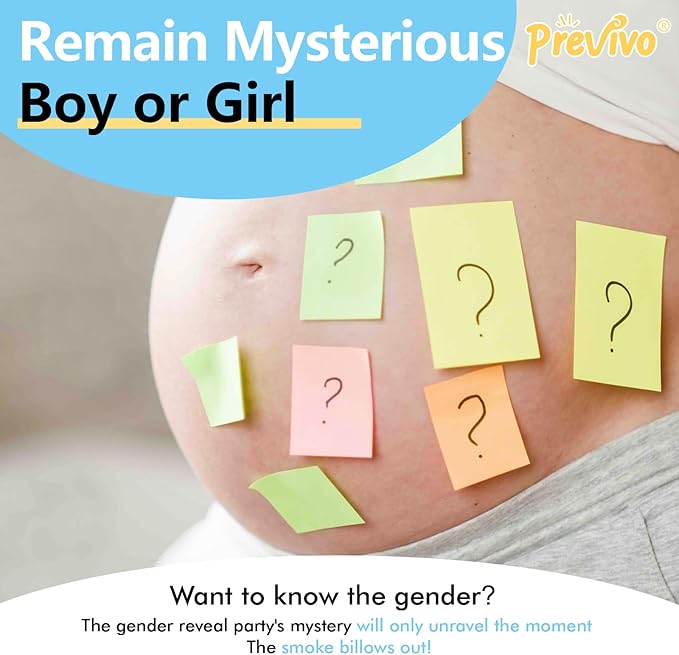 Previvo Gender Reveal Confetti Powder Cannon - 4 Pack Blue Baby Gender Reveal Poppers - 100% Biodegradable Powder Smoke - Baby Party Supplies