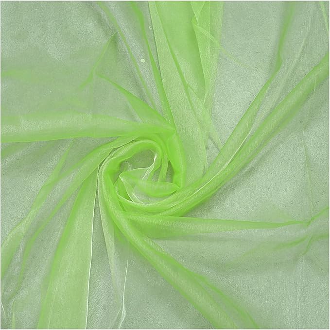 MDS Pack of 75 Yard Sheer Organza Fabric for Wedding Party Home Event Banquet Decorations, Backdrop Curtain Craft Dress Sewing Fashion DIY Crystal Organza Tulle Fabric Bolt 44” Wide - Apple Green