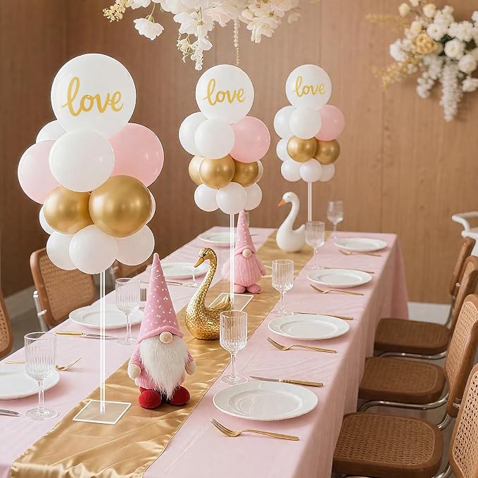 12 Pack Clear Acrylic Balloon Stand Kit, 23.6 Inch Reusable Balloon Sticks Holder With Base Perfect for Tabletop Centerpiece Party Event Decorations (23.6" 12 Pack)