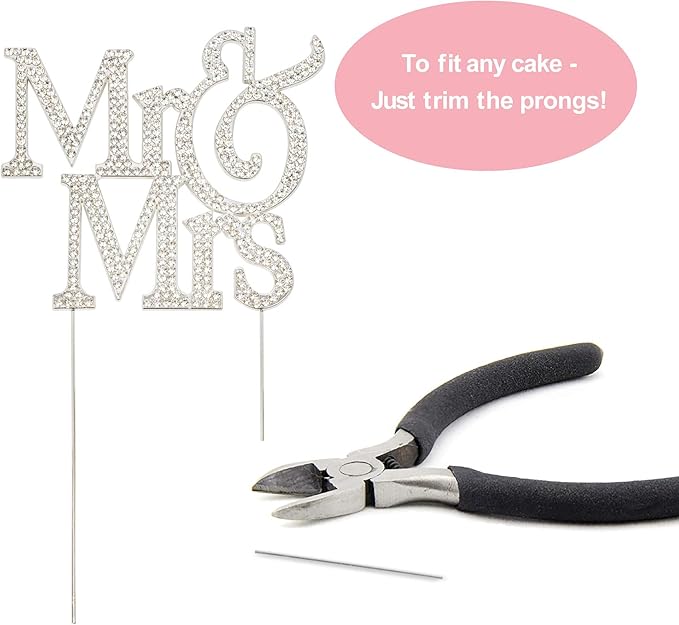 Mr and Mrs Wedding Cake Topper - Premium Silver Metal - Sparkly Wedding or Anniversary Cake Topper - Now Protected in a Box