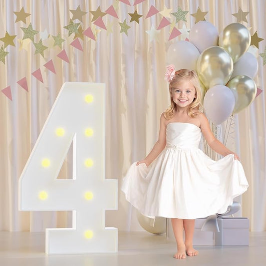 4th Birthday Decorations Marquee Numbers, 2.3FT Large Light up Number 4 for Birthday Decorations, Number 4 Light up Numbers for Party Anniversary Decor Sign