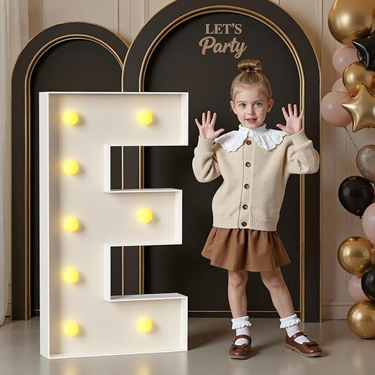 Marquee Letters 3 Feet Tall, 3FT Large Light up Letters E, Big Sign E with Warm White Light for Birthday Wedding Proposal Engagement Graduation Party Backdrop Decorations