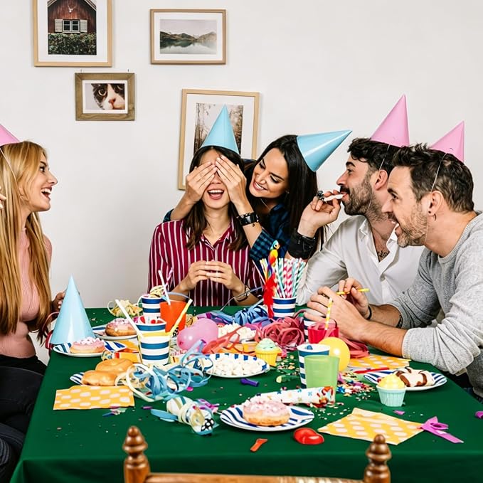 54IN X 600FT Plastic Table Cover Roll, Plastic Table Cloths for Parties, Birthday, Weddings, Banquet,Disposable Tablecloth Roll for All Shape Tables,Party Supplies(Green, 54 Inch X 600 Feet)