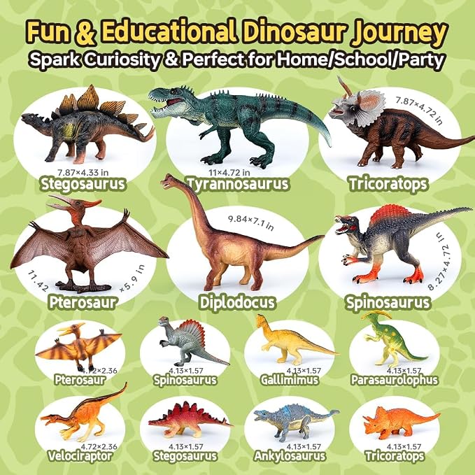 Drefirsa Dinosaur Toys for Kids 3-5 5-7, 14PCS Big Realistic Dinosaur Figure Set with 6 Jumbo & 8 Small, Educational Dinosaur for Toddler as Birthday Gift, Party Favor, Toy for 2 3 4 5 Year Old Boy