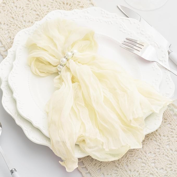 Beige 60 Pack Cheesecloth Napkins Washable 21x21 Inches Beige Cloth Napkins Set of 60 Dinner Table Napkins for Wedding Summer Bridal Baby Shower Rustic Boho Cotton Gauze Party Table Decor