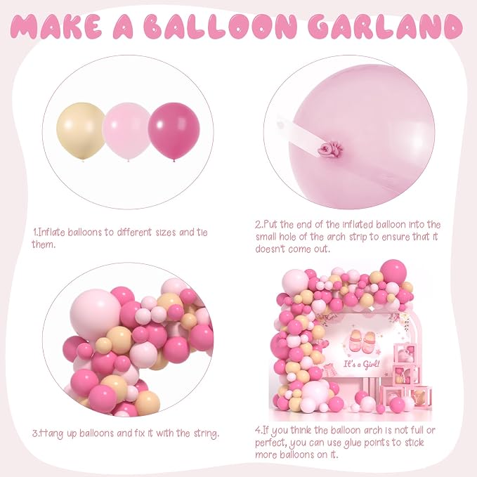 Baby Shower Balloons - Girl Babys Shower Decor ， Baby Showers Decorations ， Baby Shower Decors ， Carry a Background Cloth And 4 Baby Balloon Boxes