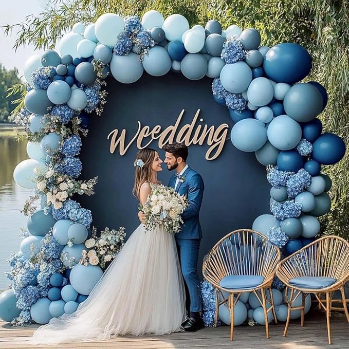 Dusty Blue Balloon Arch Kit, Double Stuffed Dark Light Blue Pastel Latex Balloon Garland for Baby Shower Birthday Bridal Wedding Easter Valentine Party Decoration
