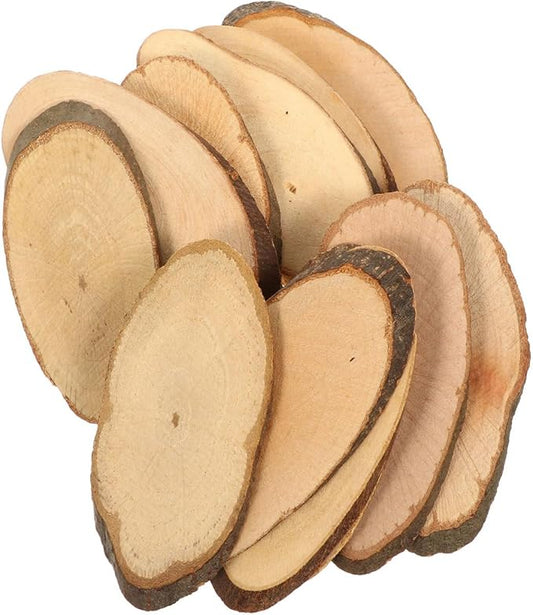 jojofuny Wooden Chip Circle Oval Wood Slices 20pcs – DIY Handcraft Wedding Decorations, Rustic Craft Supplies for Home, Party & Event Decor, Perfect for Crafters & DIY Enthusiasts