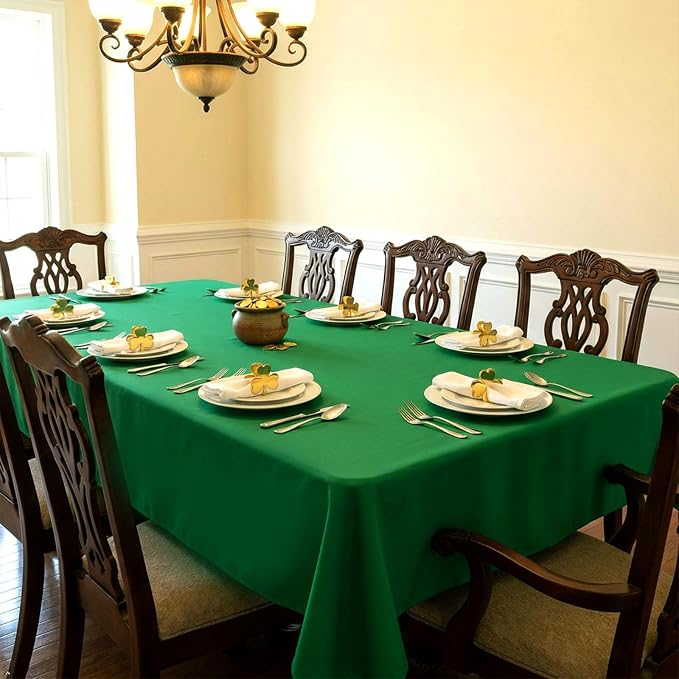 8 Pack Green Table Cloth 60 x 126 Inch Rectangular Tablecloth for 8 Foot Rectangle Tables, Wrinkle Resistant Washable Rectangle Fabric Table Covers for Wedding Party Banquet Buffet and Camping