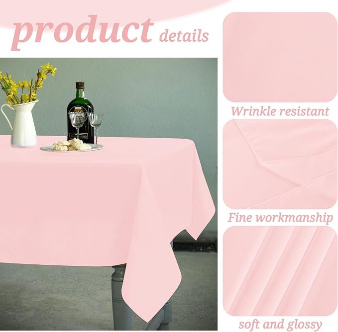 YMHPRIDE 6 Pack Pink Polyester Tablecloths, 60 x 102 inch, Rectangular, Wrinkle Resistant, for 6FT Tables, Parties, Weddings, Banquets, Indoor/Outdoor Use