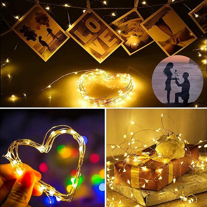 YITING 24 Pack 30 Led Valentine's day Fairy Lights Battery Operated 10.2 FT (3m) Copper Wire LED Mini String Lights Waterproof Warm White Firefly Lights for Wedding Party DIY Jars Gifts Decoration