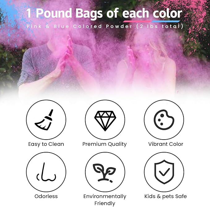 Gender Reveal Powder Pink 2 Pounds of Burnout Powder for Gender Reveal Party Ideas Burnout Gender Reveal Powder Smoke Colored Powder Kit for Car Motorcycle Burnout Photoshoot Festival (2blue)