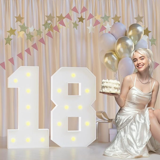 18th Birthday Decorations Marquee Numbers, 2.3FT Large Light up Number 18 for Birthday Decorations, Number 18 Light up Numbers for Party Anniversary Decor Sign